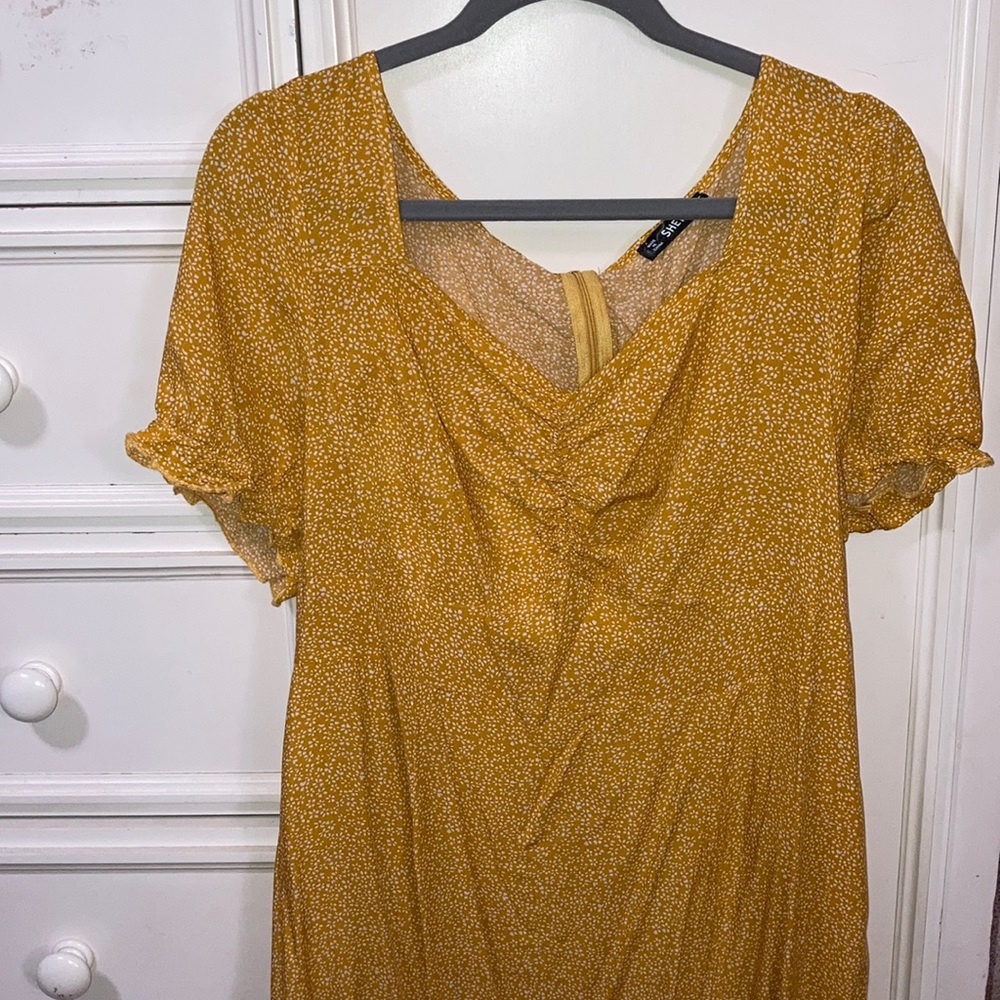 Mustard and white Dress